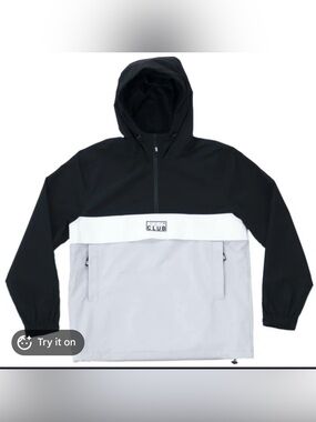 pro Club Colorblock Windbreaker Jacket - Black, White, Gray